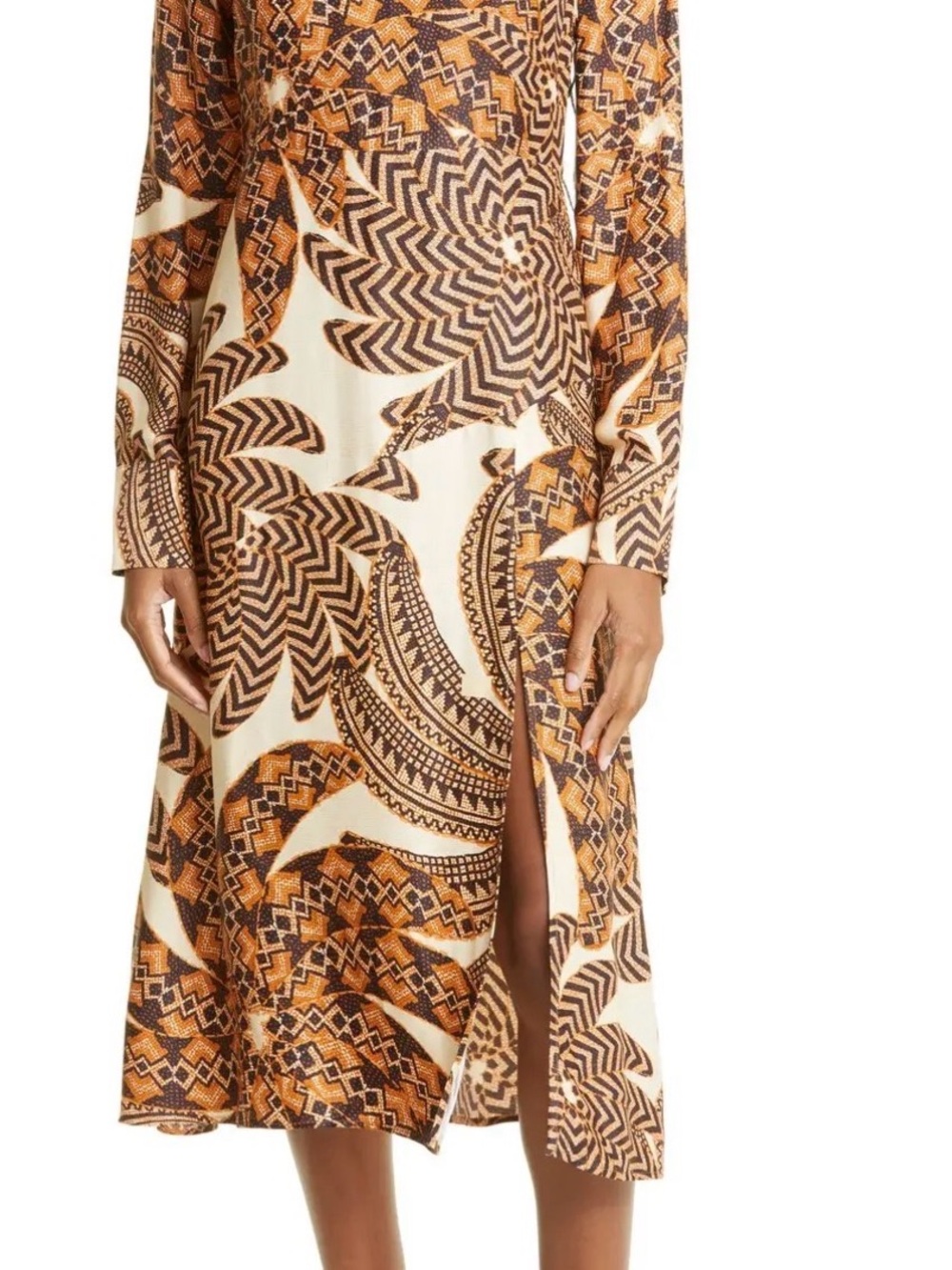 FARM Rio YAWANAWA Banana print mock neck// long sleeve dress // M // NWT